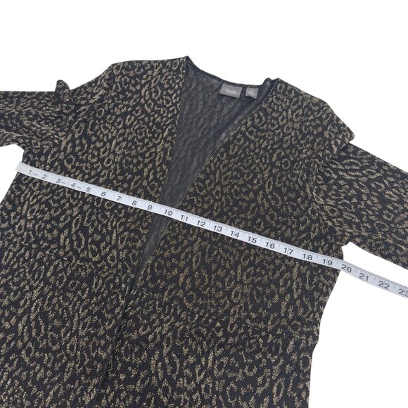 Chicos Traveler Open Front Leopard Print Cardigan Women SZ 2 Metallic Black Gold - Picture 6 of 10